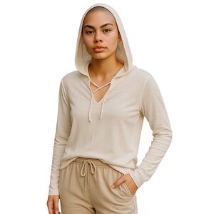 Threads 4 Thought Keyhole Hoodie Women Color Ivory Size M